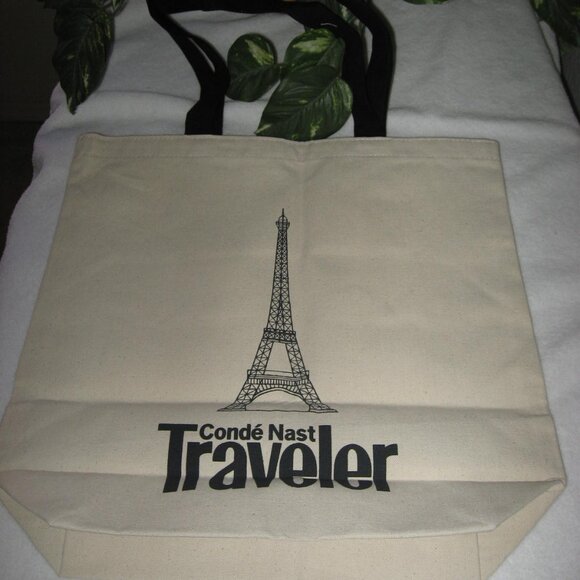 Conde Nast Traveler Eiffel Tower Canvas Tote Bag NWOT - Picture 2 of 5